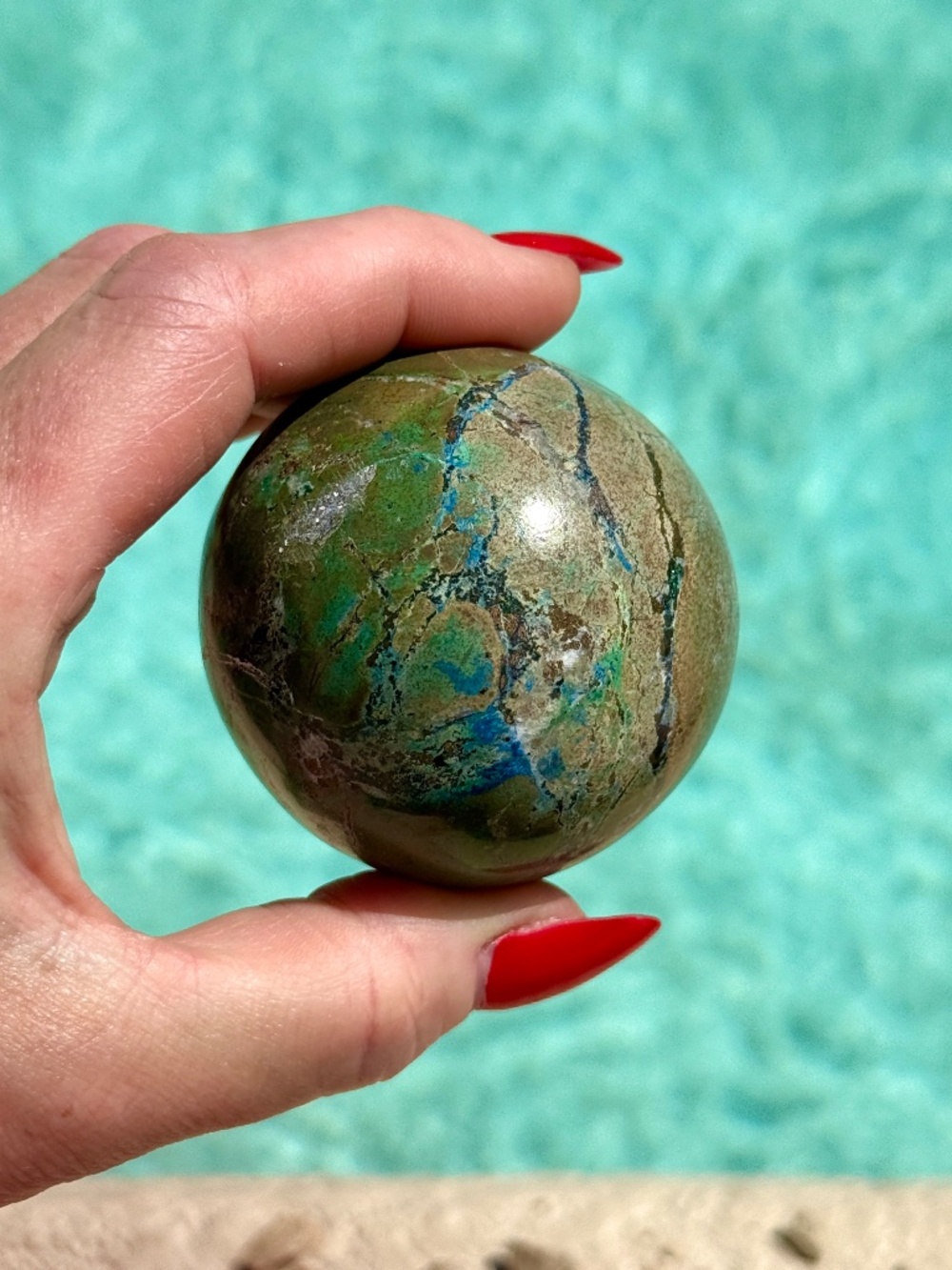 AAA Peruvian Chrysocolla Earthy Green Copper Mineral Crystal Sphere